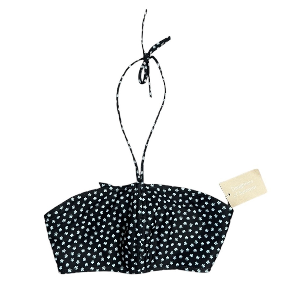 NWT Daughters of Summer Black Floral Print Adjustable Bikini Top - Size XS - Picture 3 of 6